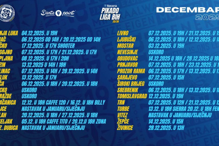 Najava - Decembar/Prosinac Bavaria Pikado liga BiH