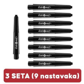 SET Darts Point Plus+ nastavci crni kratki 9 komada